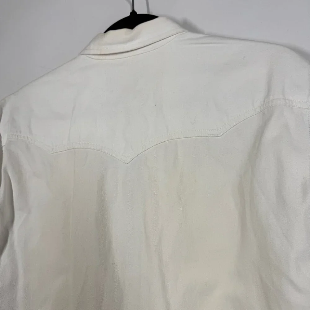 Vintage Levi’s White Western Button Up Shirt Mens Size S Classic Denim Style